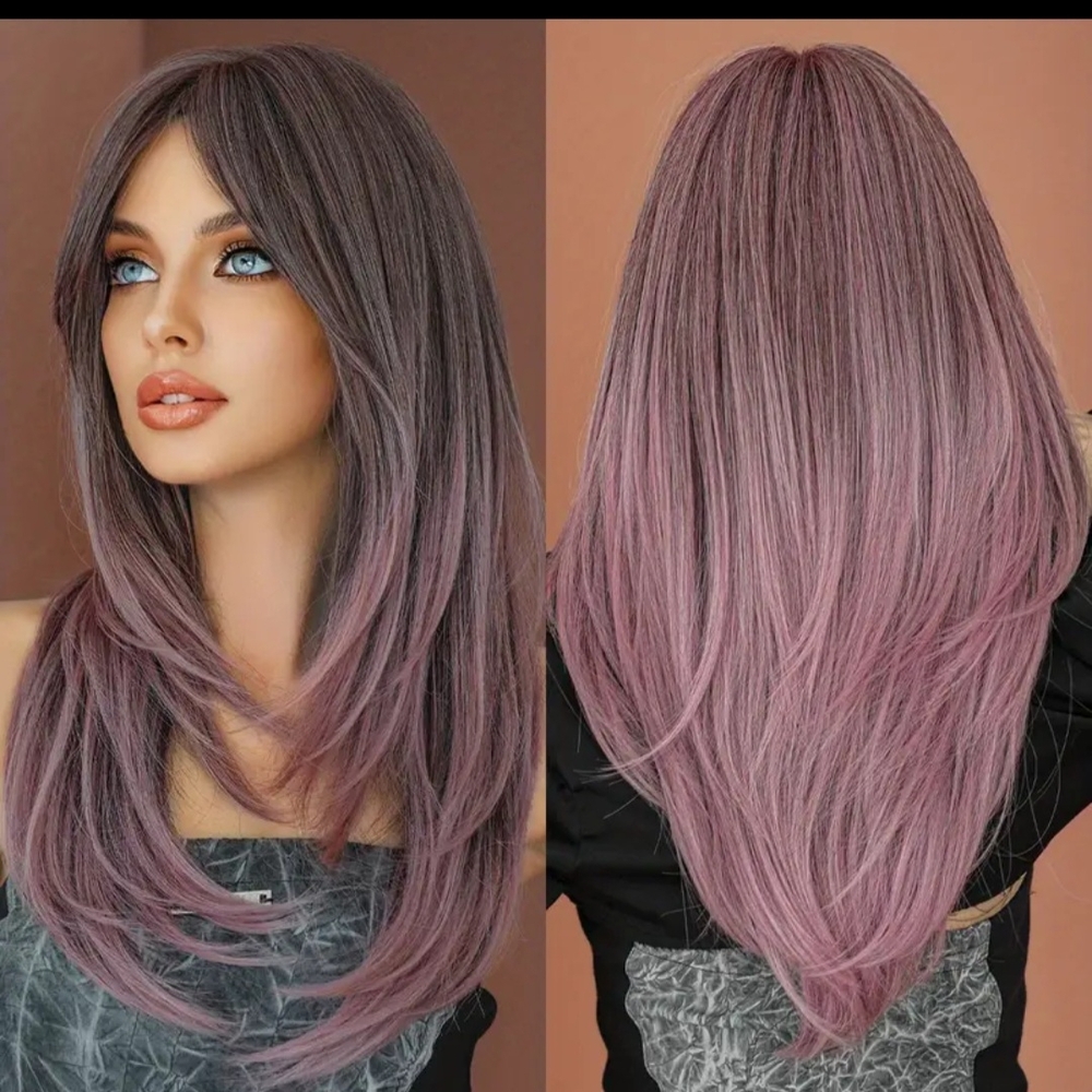 Elegant Lavender Long Hair Wig